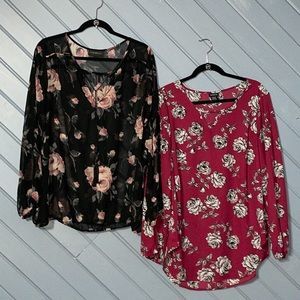 Torrid/Lane Bryant long sleeve lightweight floral blouse lot